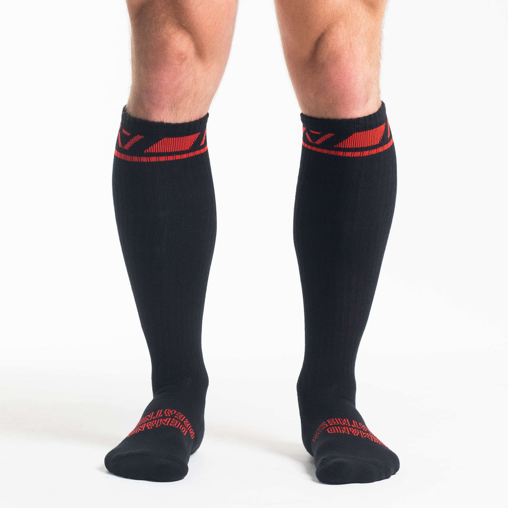 Calcetas para powerlifting negras con rojo A7 ipf approved