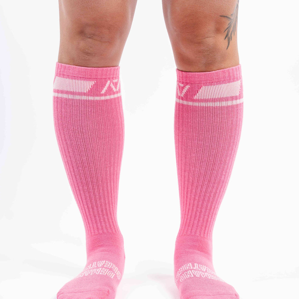 Deadlift socks con soporte en la pantorrllia rosas