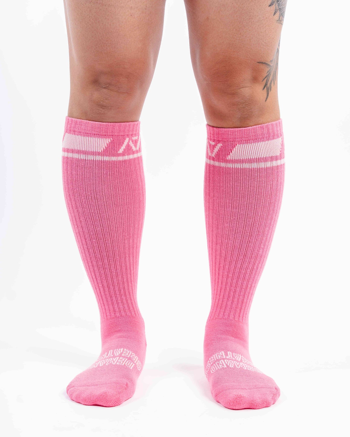 Deadlift socks con soporte en la pantorrllia rosas
