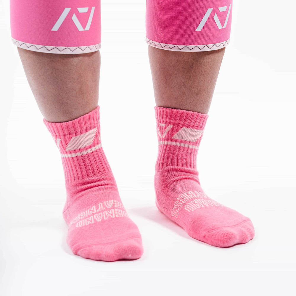 Calcetas para entrenamiento con rodilleras rosas con blanco 