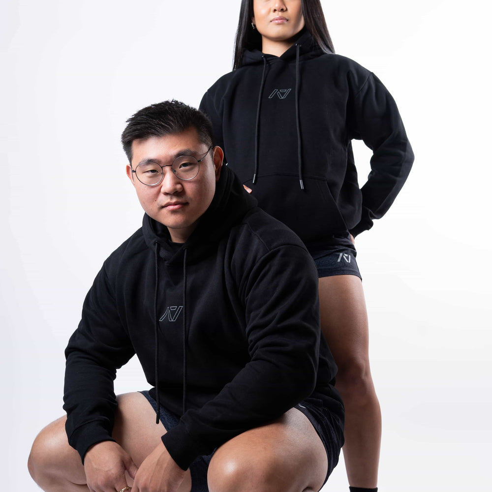 Sudadera A7 DG Barbell negra unisex, suave y cómoda