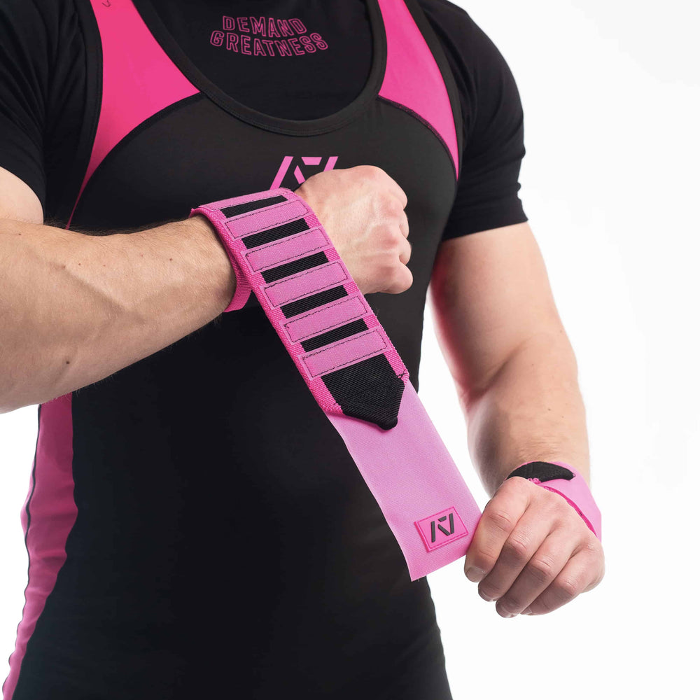 Muñequeras rosas para powerlifting A7
