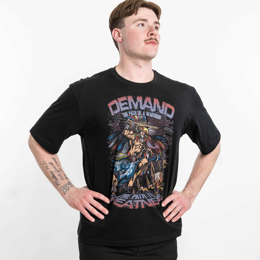 Camiseta guerrero Azteca A7 estilo oversize, arte simbólico y motivacional