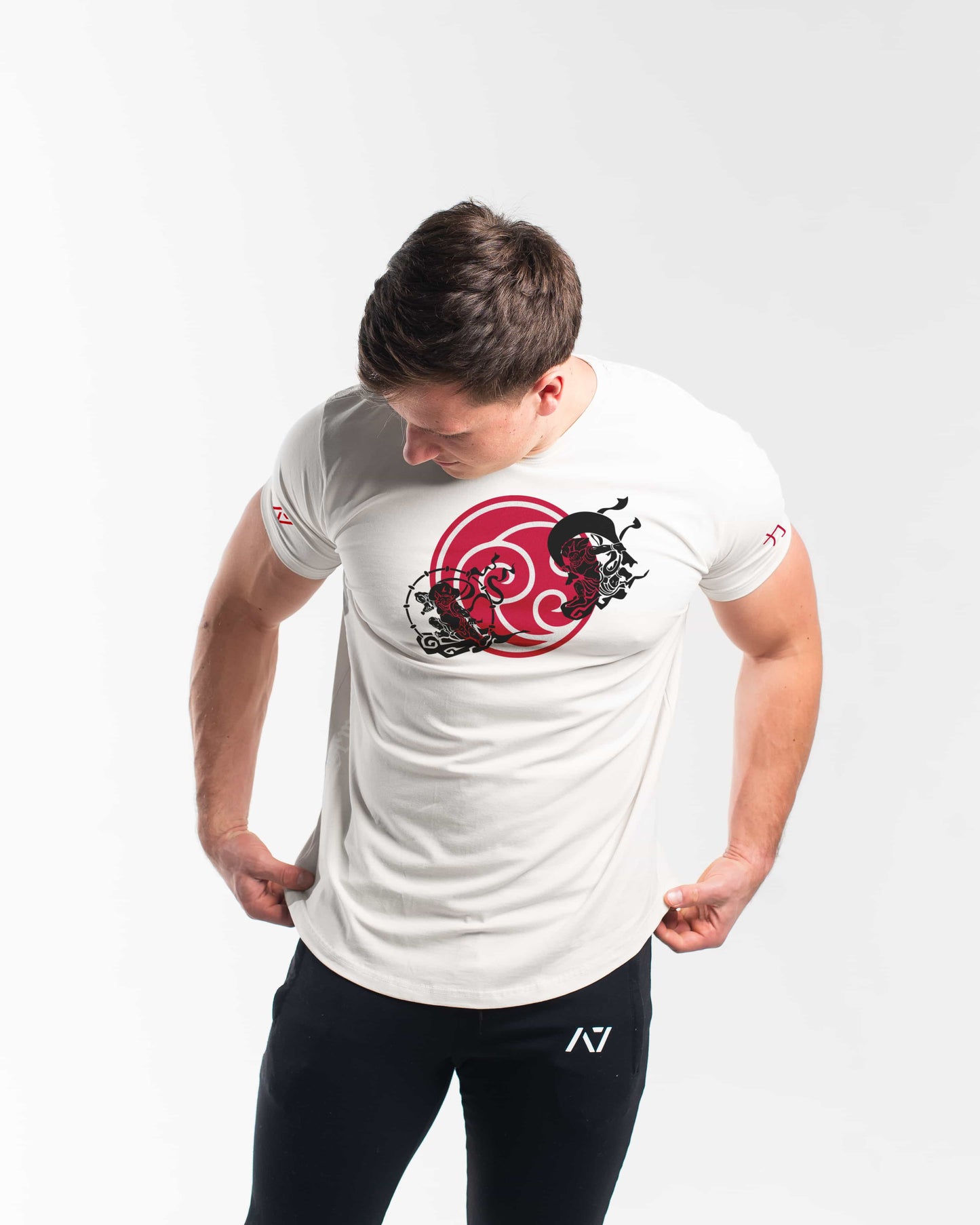 Camiseta con grip de silicón en la espalda y diseño japonés para squat y press