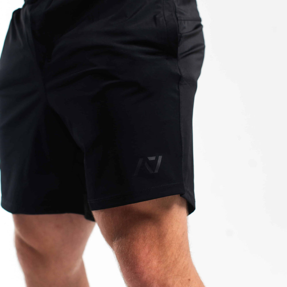 Shorts negros logo A7 para powerlifting