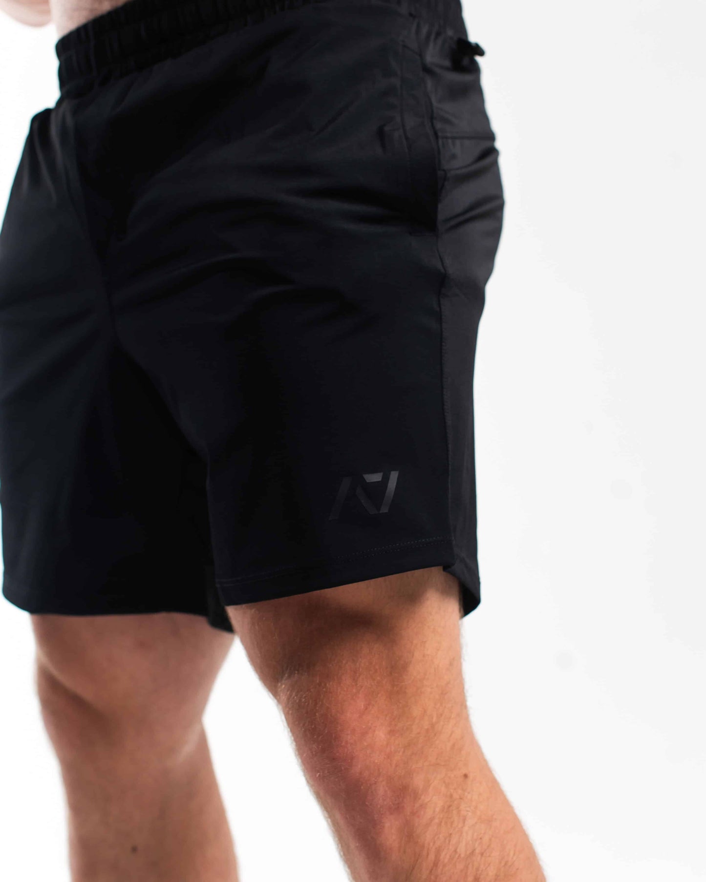 Shorts negros logo A7 para powerlifting