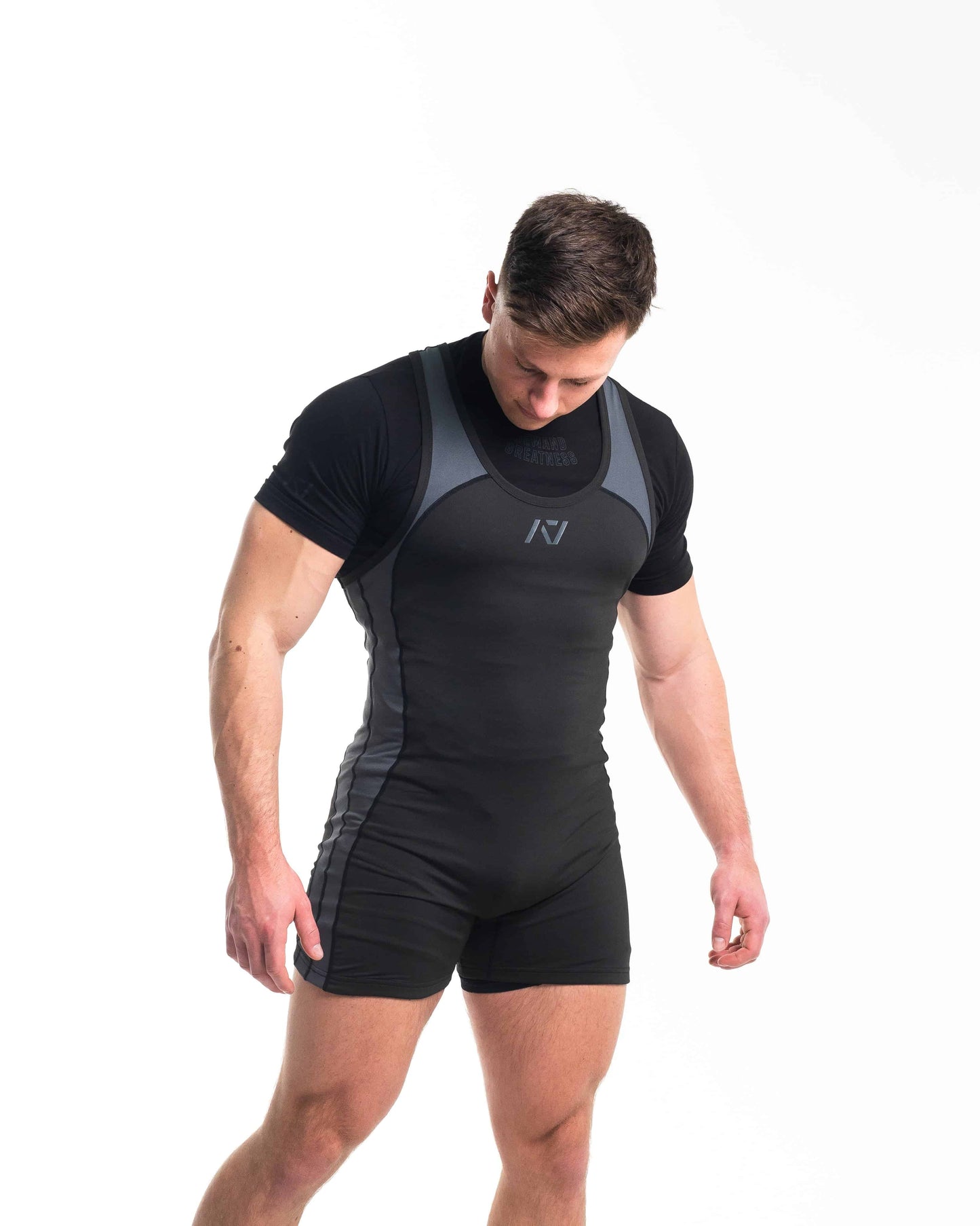 Singlet A7 Luno hombre color gris, diseño cómodo para powerlifting