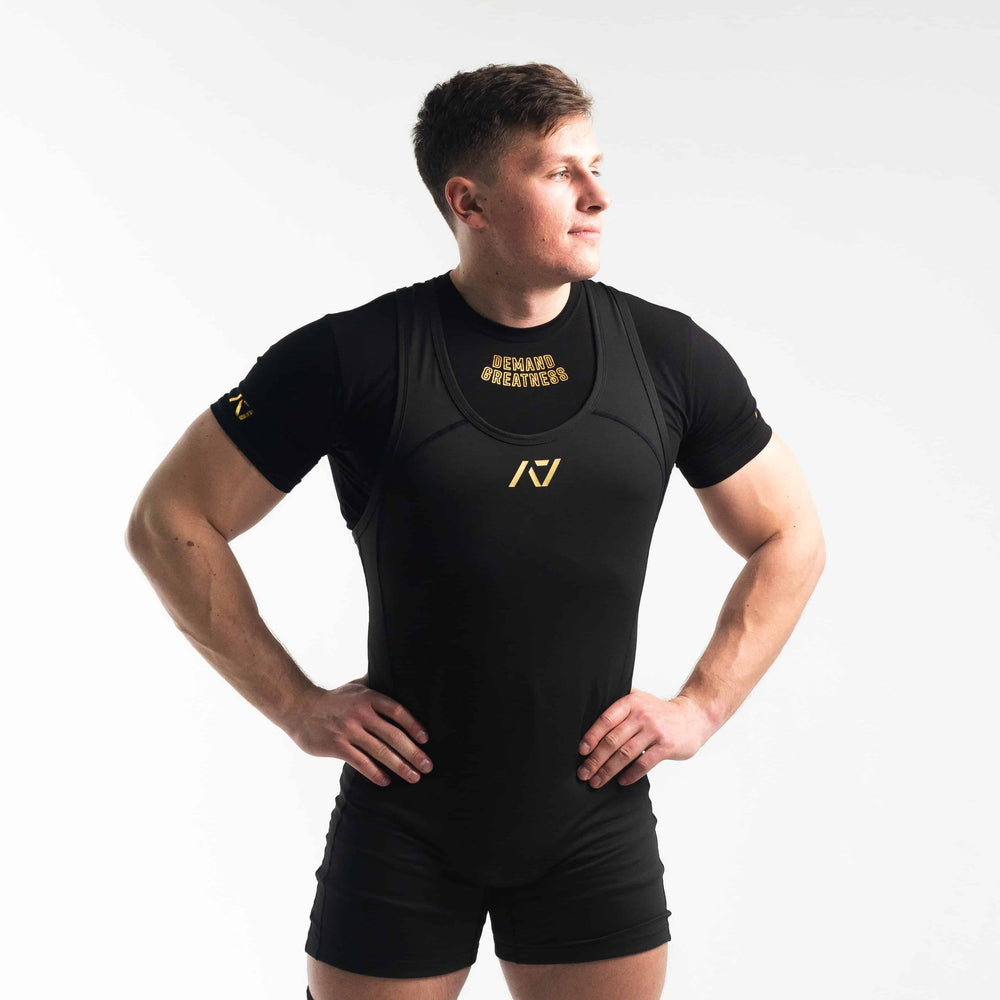 Singlet A7 Luno hombre color dorado, cómodo para powerlifting