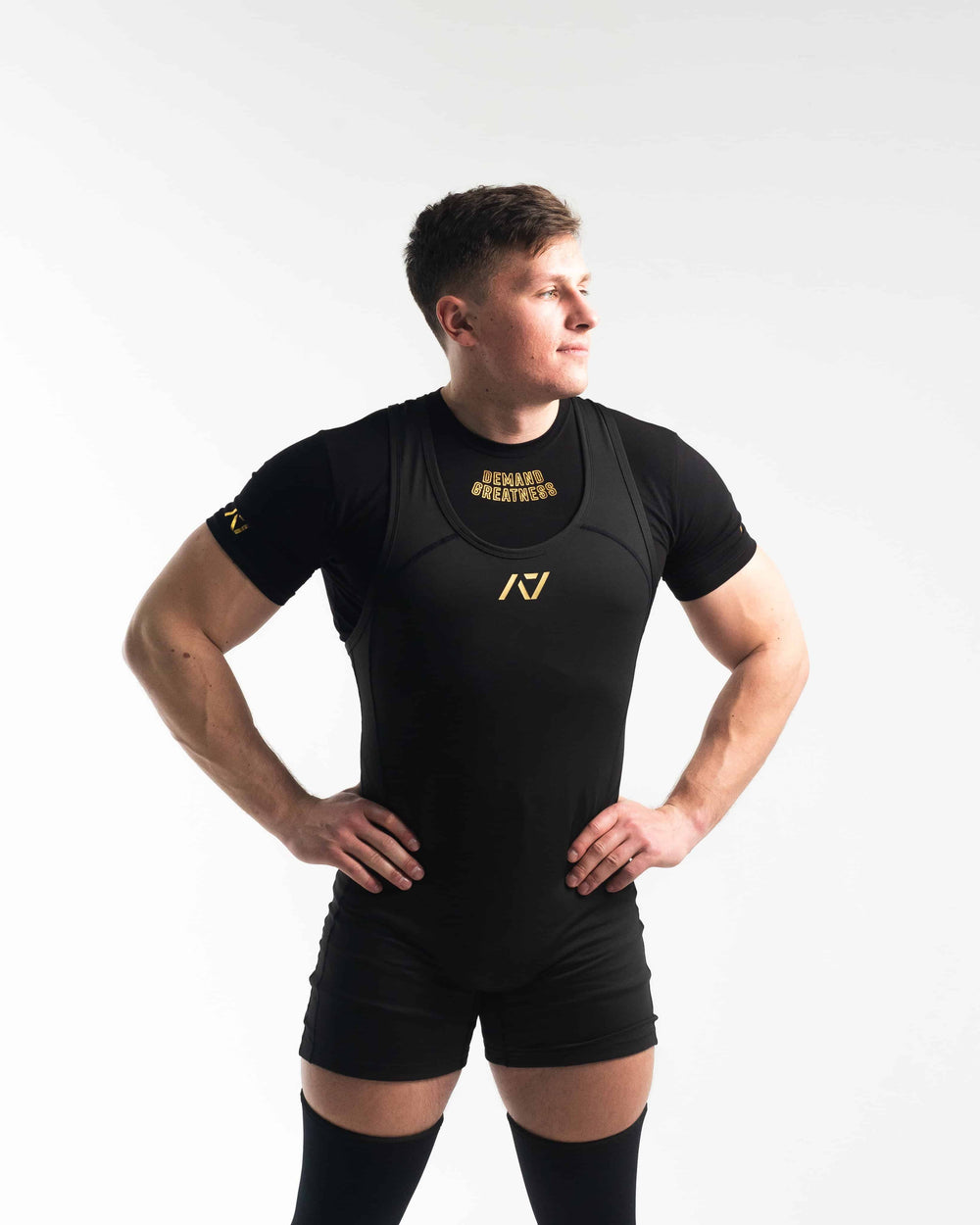 Singlet A7 Luno hombre color dorado, cómodo para powerlifting