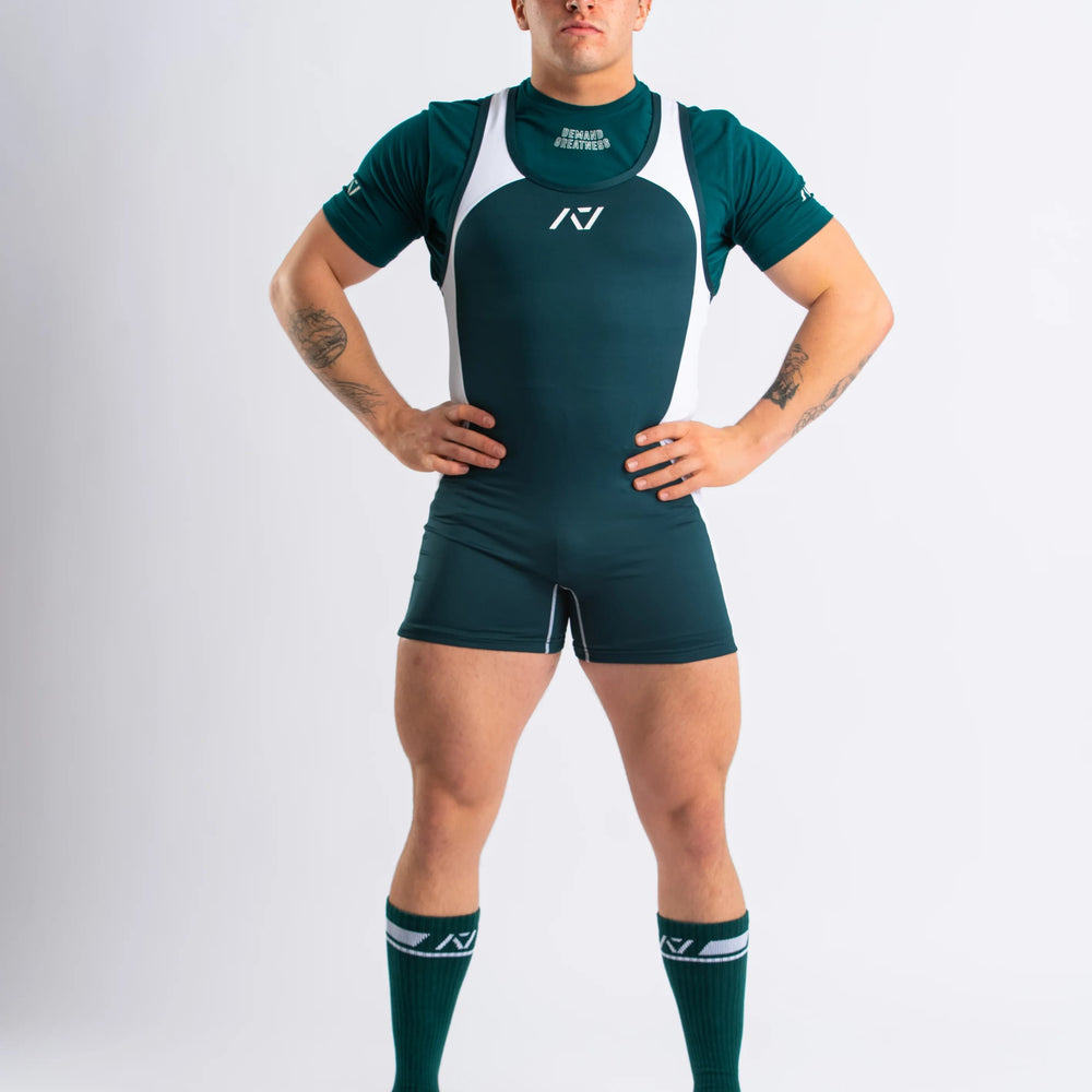 Singlet A7 Luno hombre color verde, cómodo y para powerlifting
