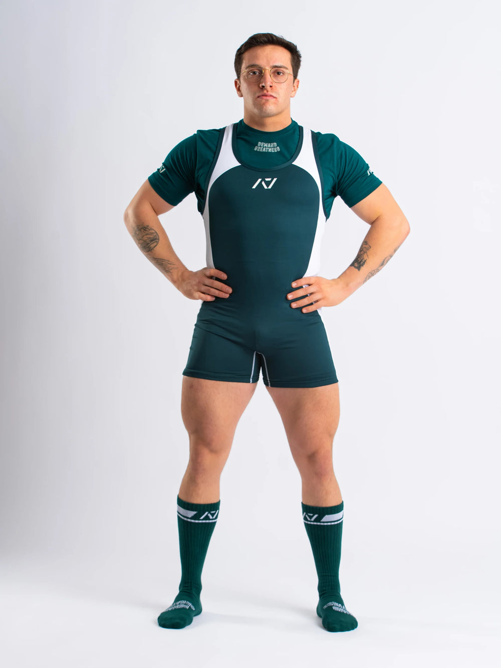Singlet A7 Luno hombre color verde, cómodo y para powerlifting