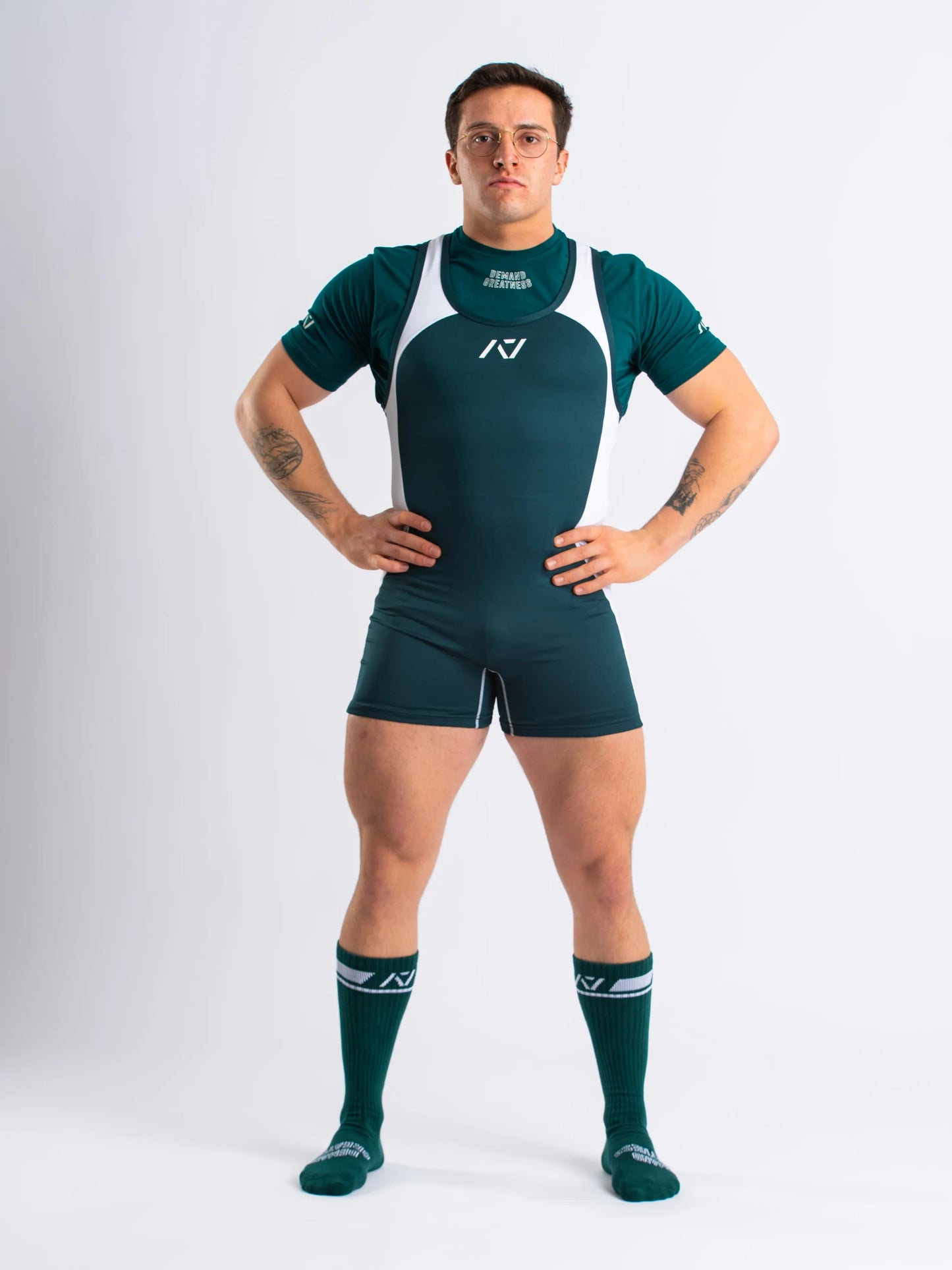 Singlet A7 Luno hombre color verde, cómodo y para powerlifting