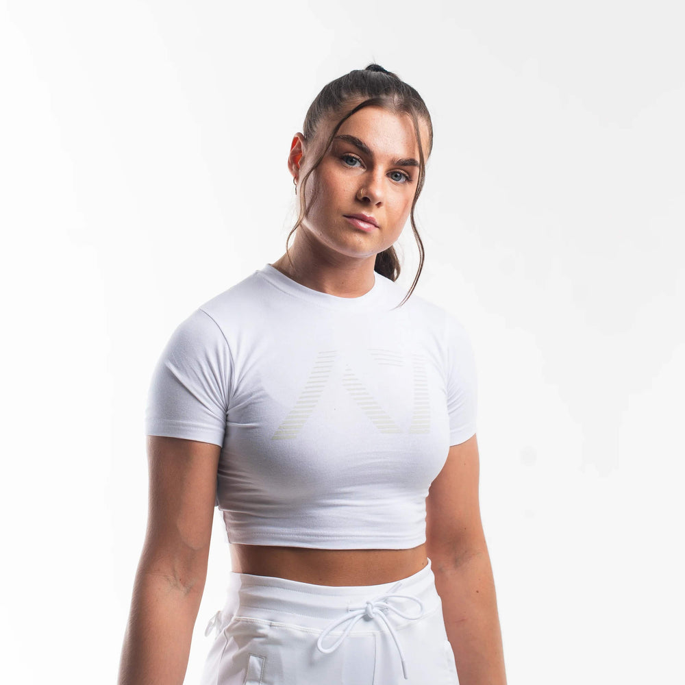 Crop A7 Bar Grip mujer color blanco Polar, cómodo para entrenar