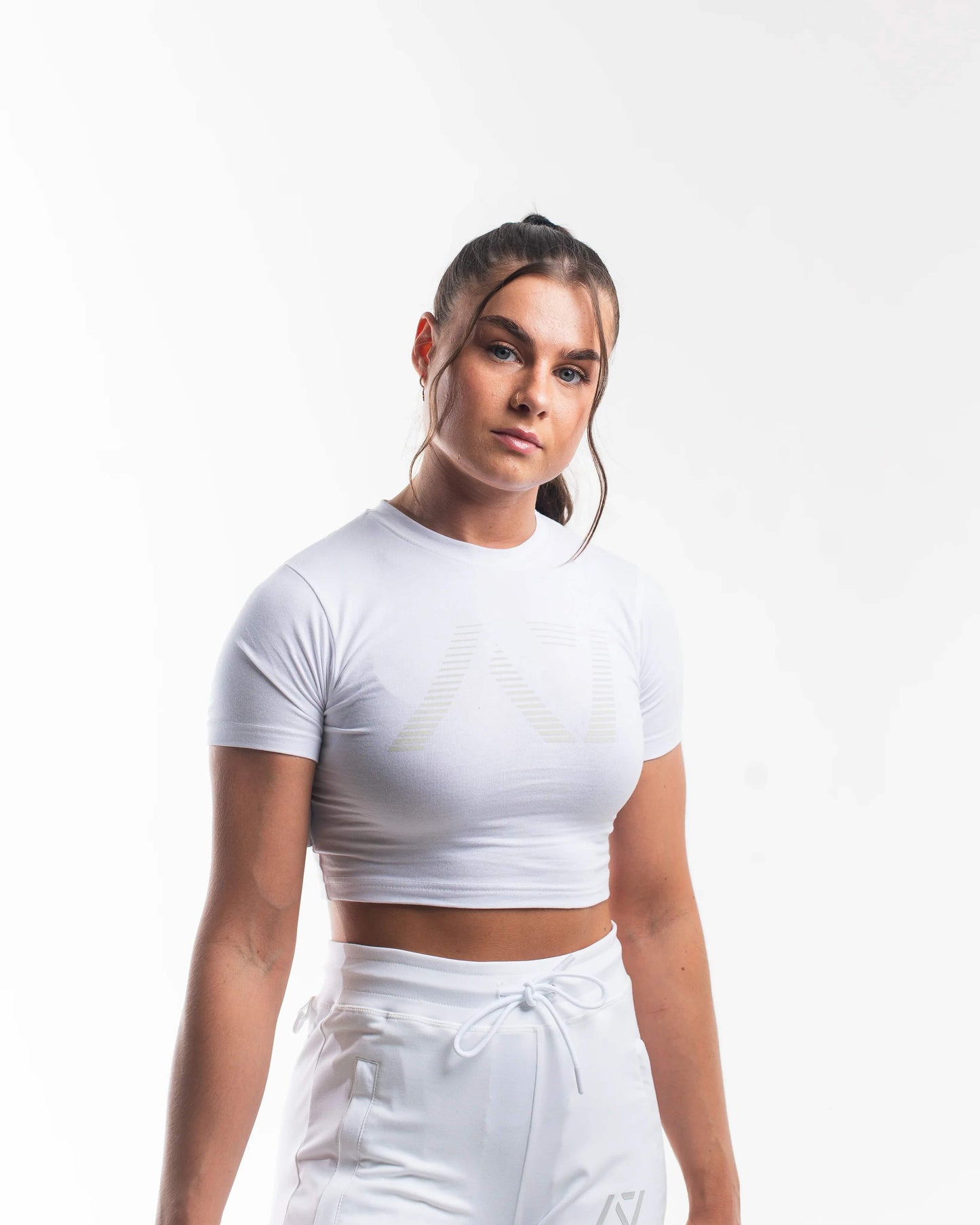 Crop A7 Bar Grip mujer color blanco Polar, cómodo para entrenar
