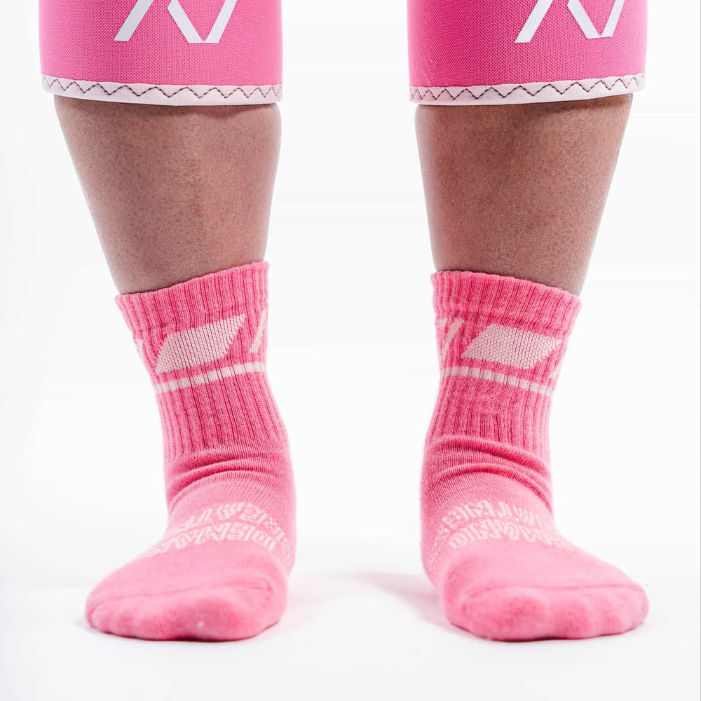 Calcetas rosas para entrenar con rodilleras A7