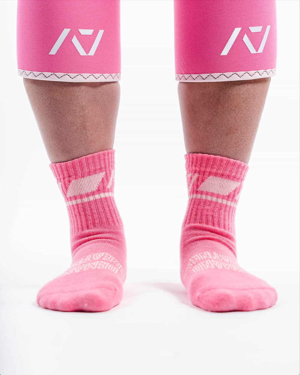 Calcetas rosas para entrenar con rodilleras A7