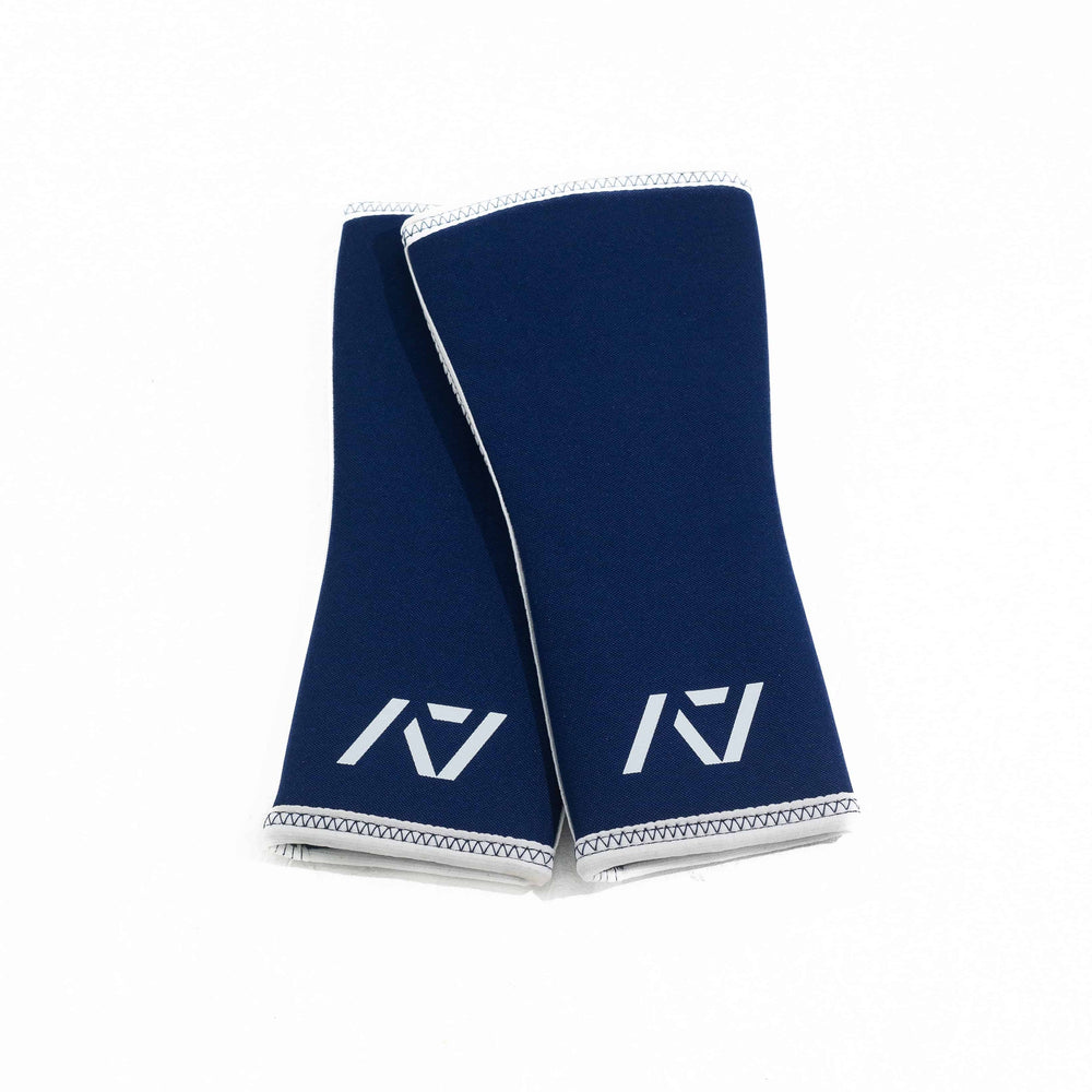 Rodilleras para entrenamiento powerlifting A7 azul con blanco