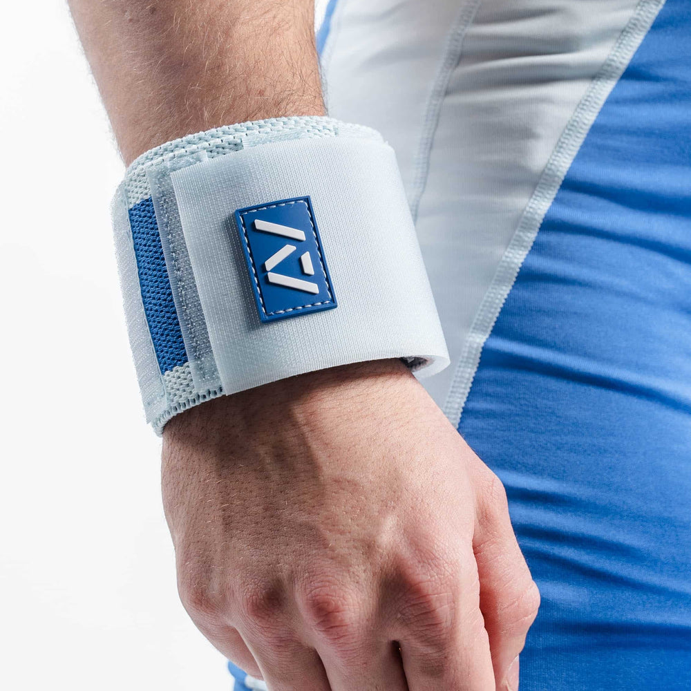 Muñequeras A7 Zebra IPF Approved para powerlifting color azul Cyanite
