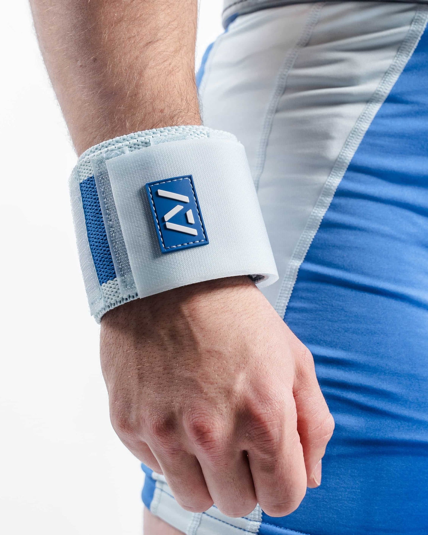 Muñequeras A7 Zebra IPF Approved para powerlifting color azul Cyanite