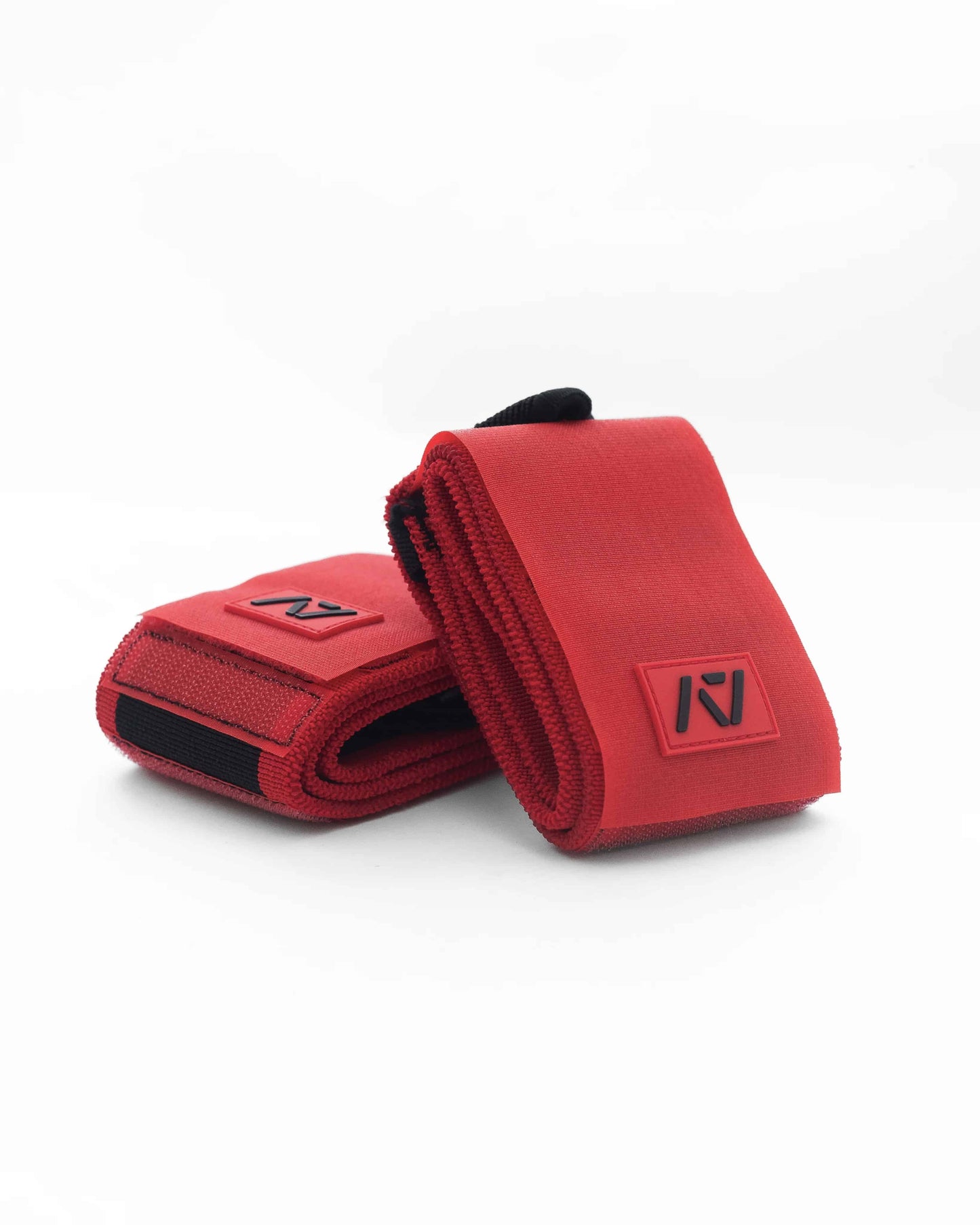 Wrist wraps ajustables en rojo con soporte para powerlifting 
