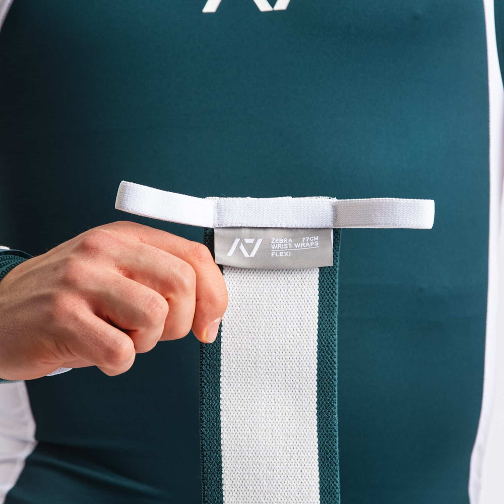 
                      
                        Zebra Wrist Wraps A7 Emerald Forás para levantamientos pesados
                      
                    
